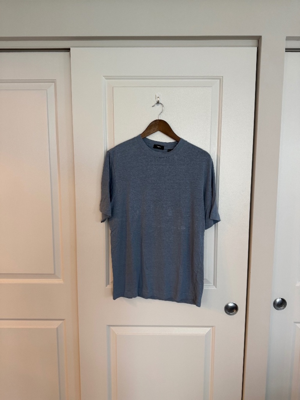 Theory Ryder Tee Men’s Stretch Linen T-Shirt Medium Light Blue M0493506